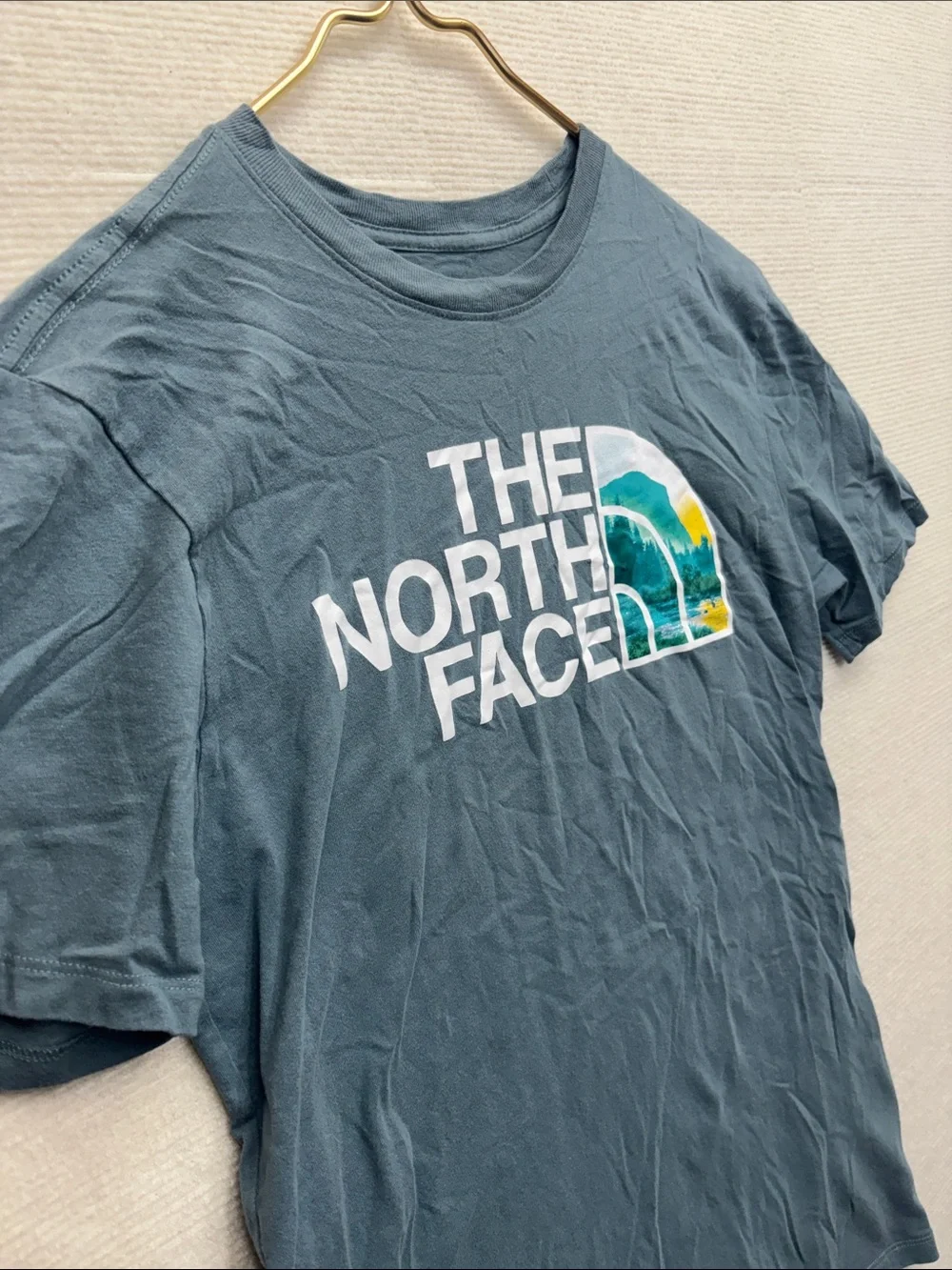 The North Face Men’s Graphic Crew Tee in Slate Blue with Multicolor Logo